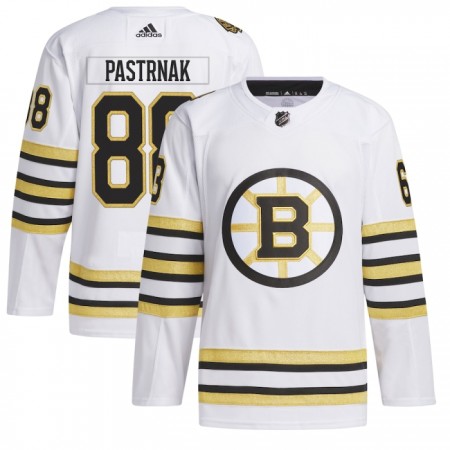 Adidas Maillot de Hockey Boston Bruins 100th Anniversary David Pastrnak 2023-24 Blanc Authentic - Homme